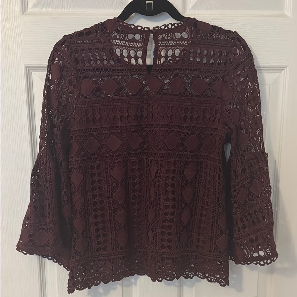 Women's Lace Top - Burgundy - Picture 2 of 2